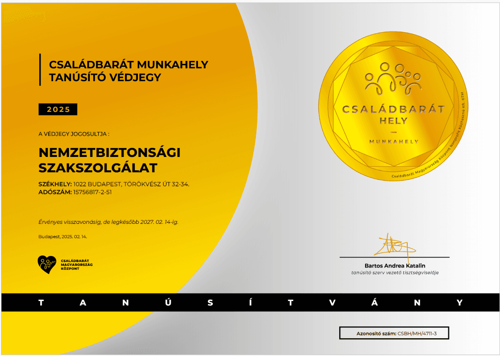 Az NBSZ elnyerte a Családbarát Munkahely minősítést!